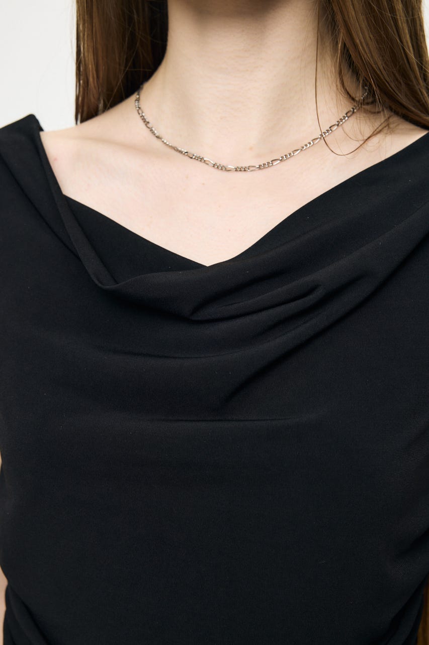 WAIST GATHER DRAPE トップス BLK FREE