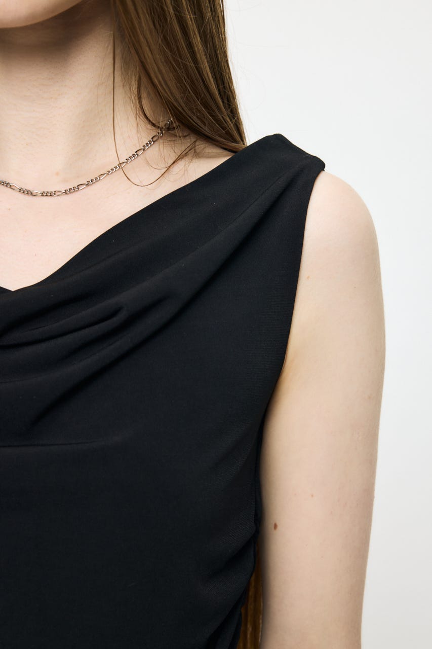 WAIST GATHER DRAPE トップス BLK FREE
