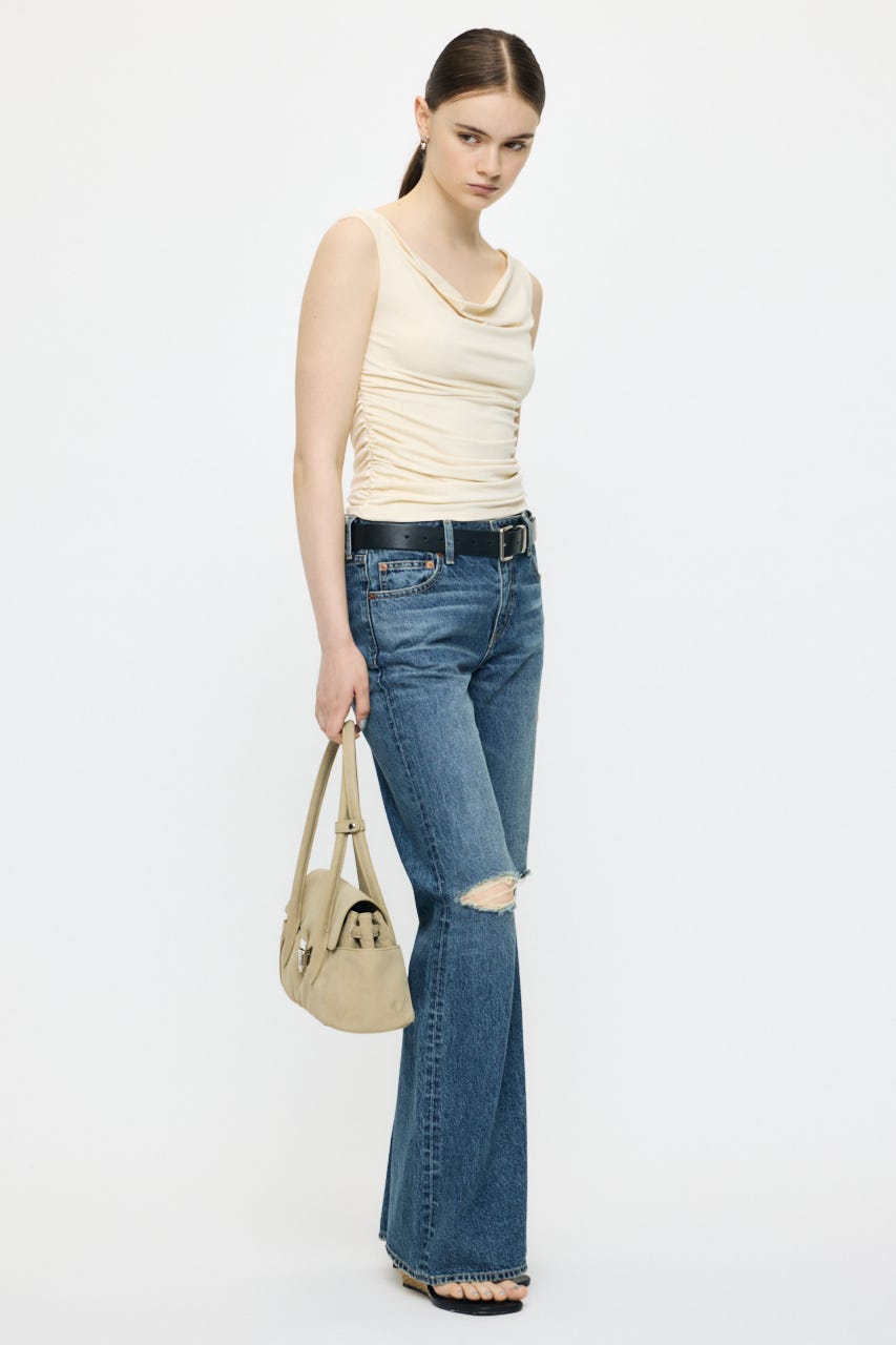 WAIST GATHER DRAPE トップス ECRU FREE