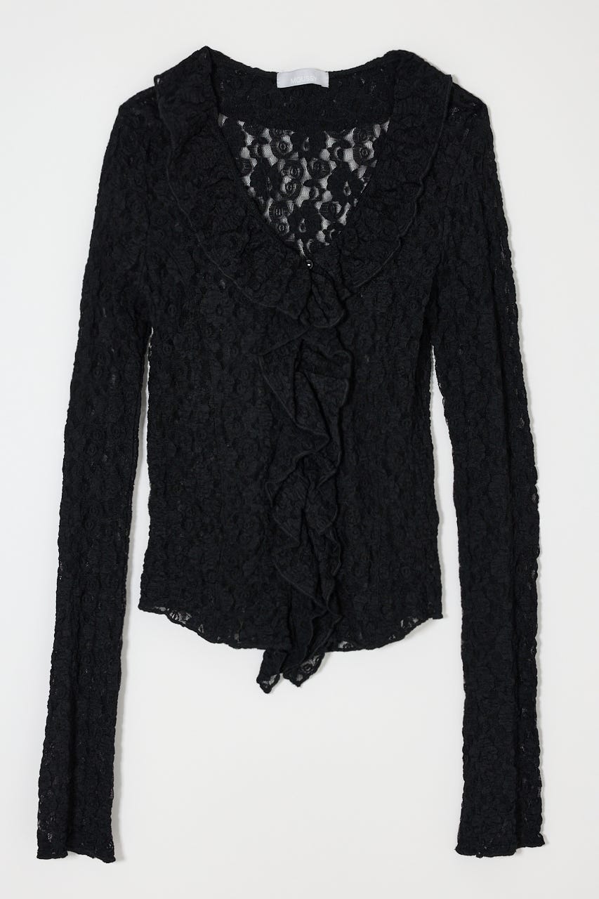 【SS先行アイテム】LACE RUFFLE トップス BLK FREE