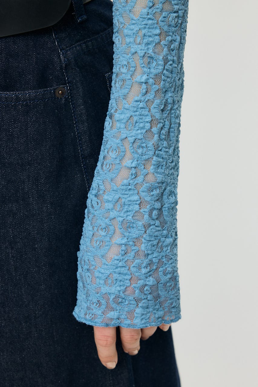 LACE RUFFLE トップス BLU FREE