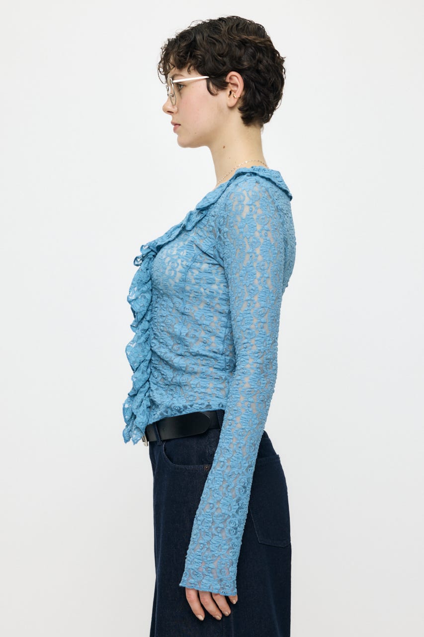 LACE RUFFLE トップス BLU FREE