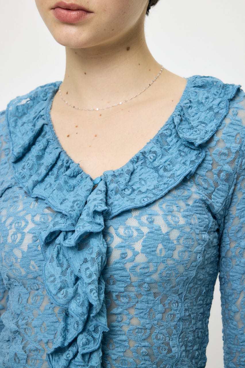 LACE RUFFLE トップス BLU FREE