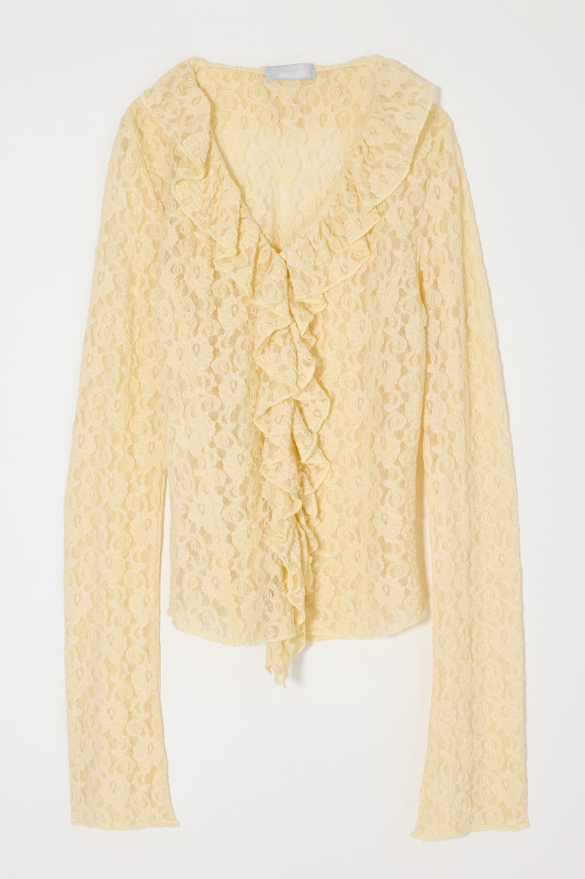 【SS先行アイテム】LACE RUFFLE トップス L/YEL FREE