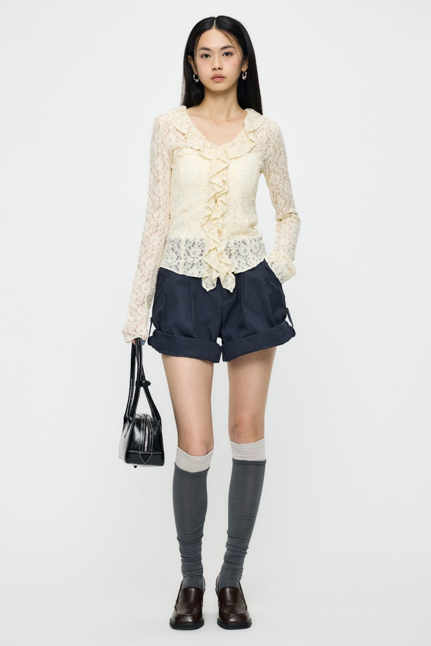 【SS先行アイテム】LACE RUFFLE トップス O/WHT FREE