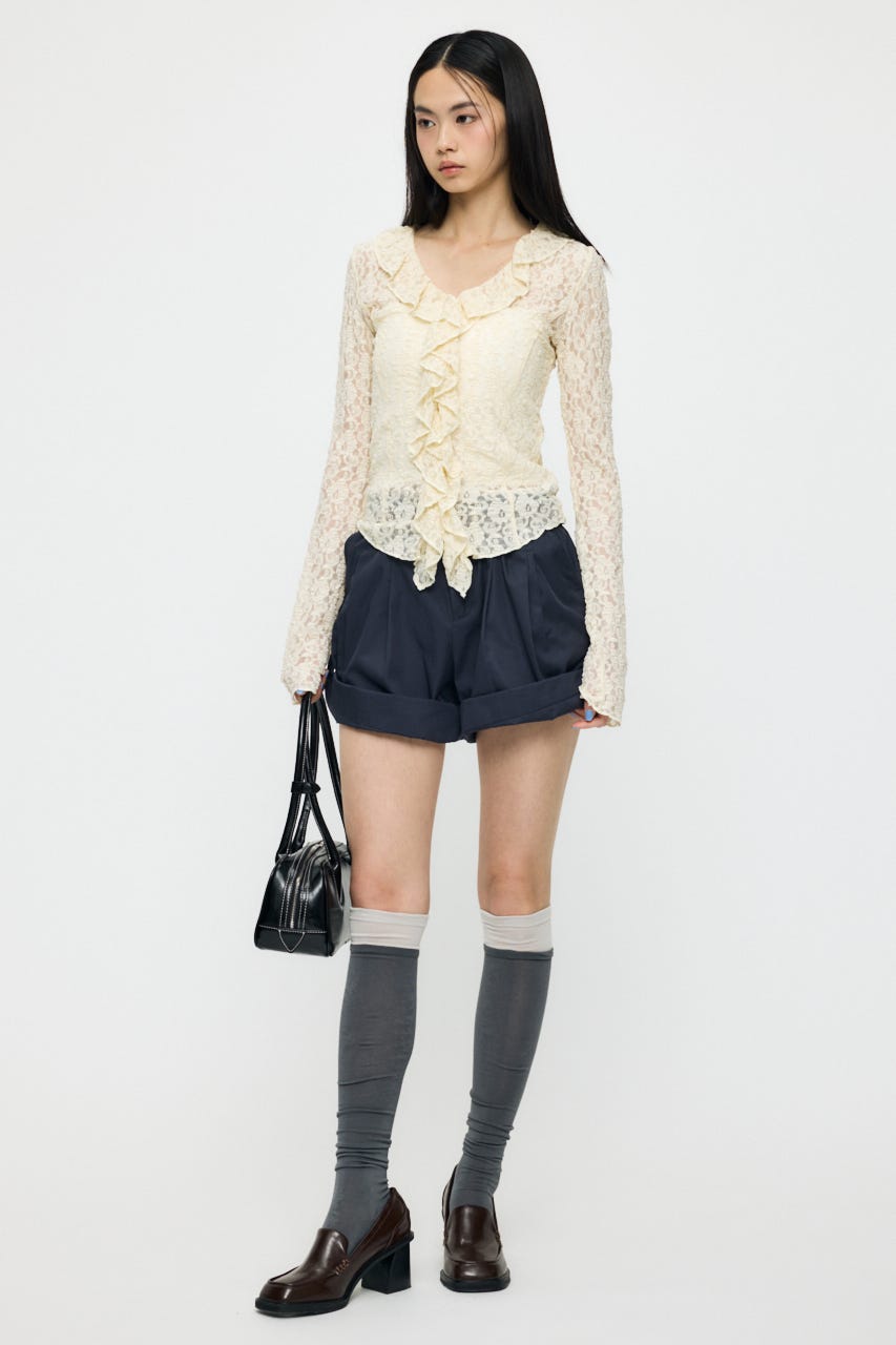 【SS先行アイテム】LACE RUFFLE トップス O/WHT FREE