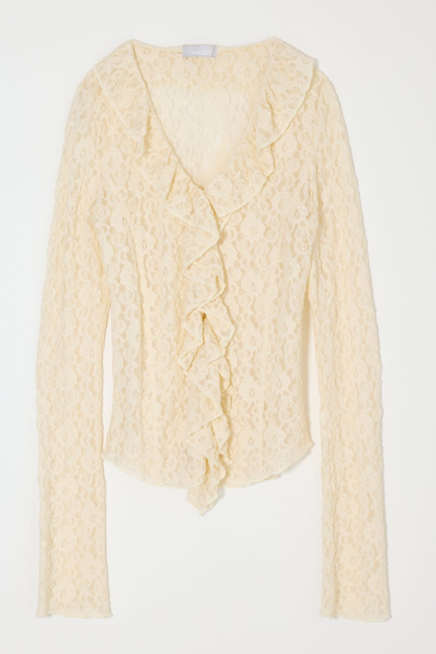 【SS先行アイテム】LACE RUFFLE トップス O/WHT FREE