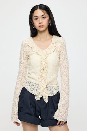 【SS先行アイテム】LACE RUFFLE トップス