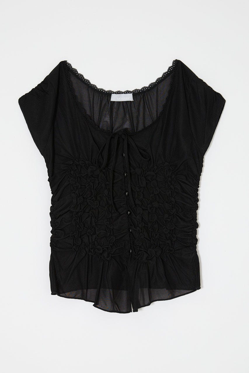 RANDOM SHIRRING トップス BLK FREE