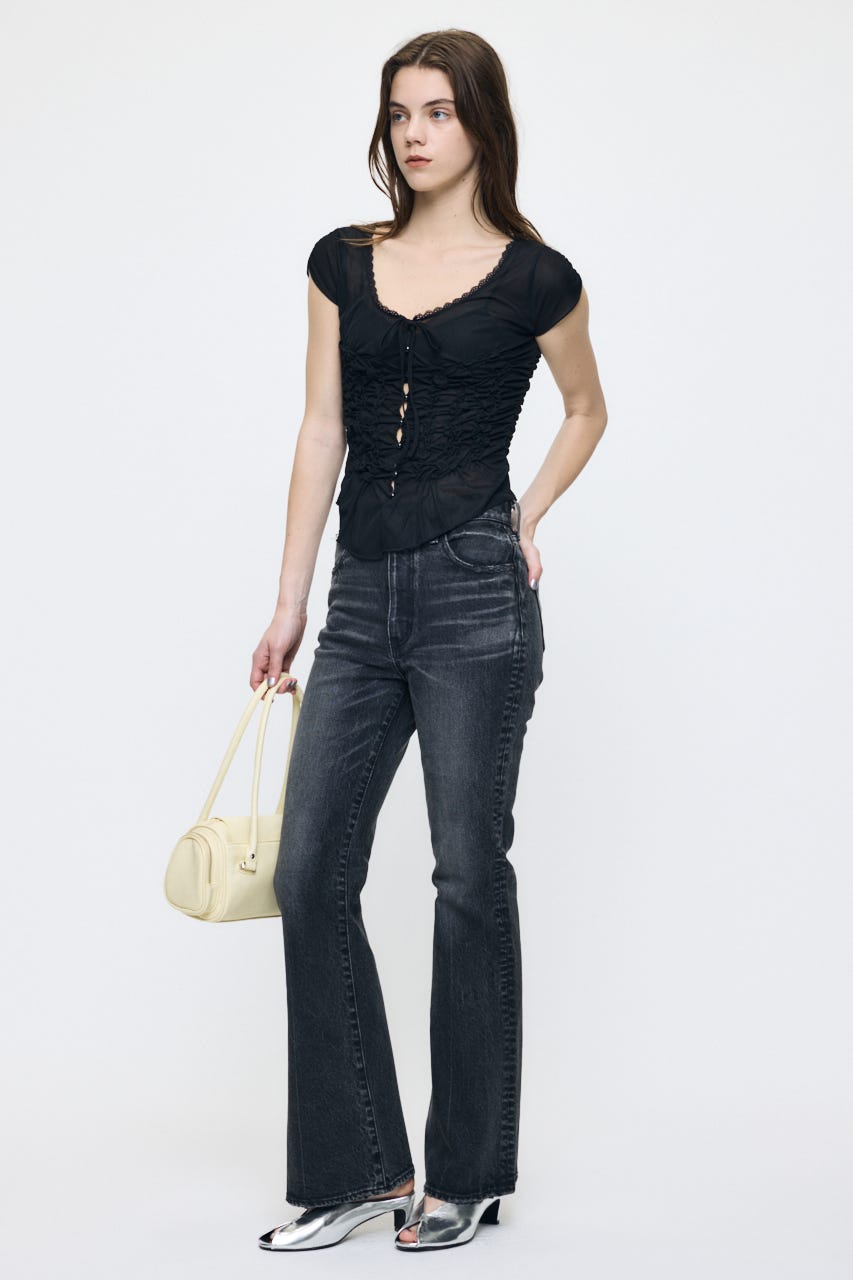 RANDOM SHIRRING トップス BLK FREE