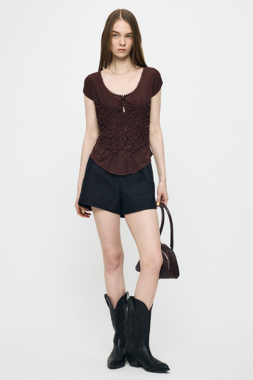 RANDOM SHIRRING トップス BRN FREE