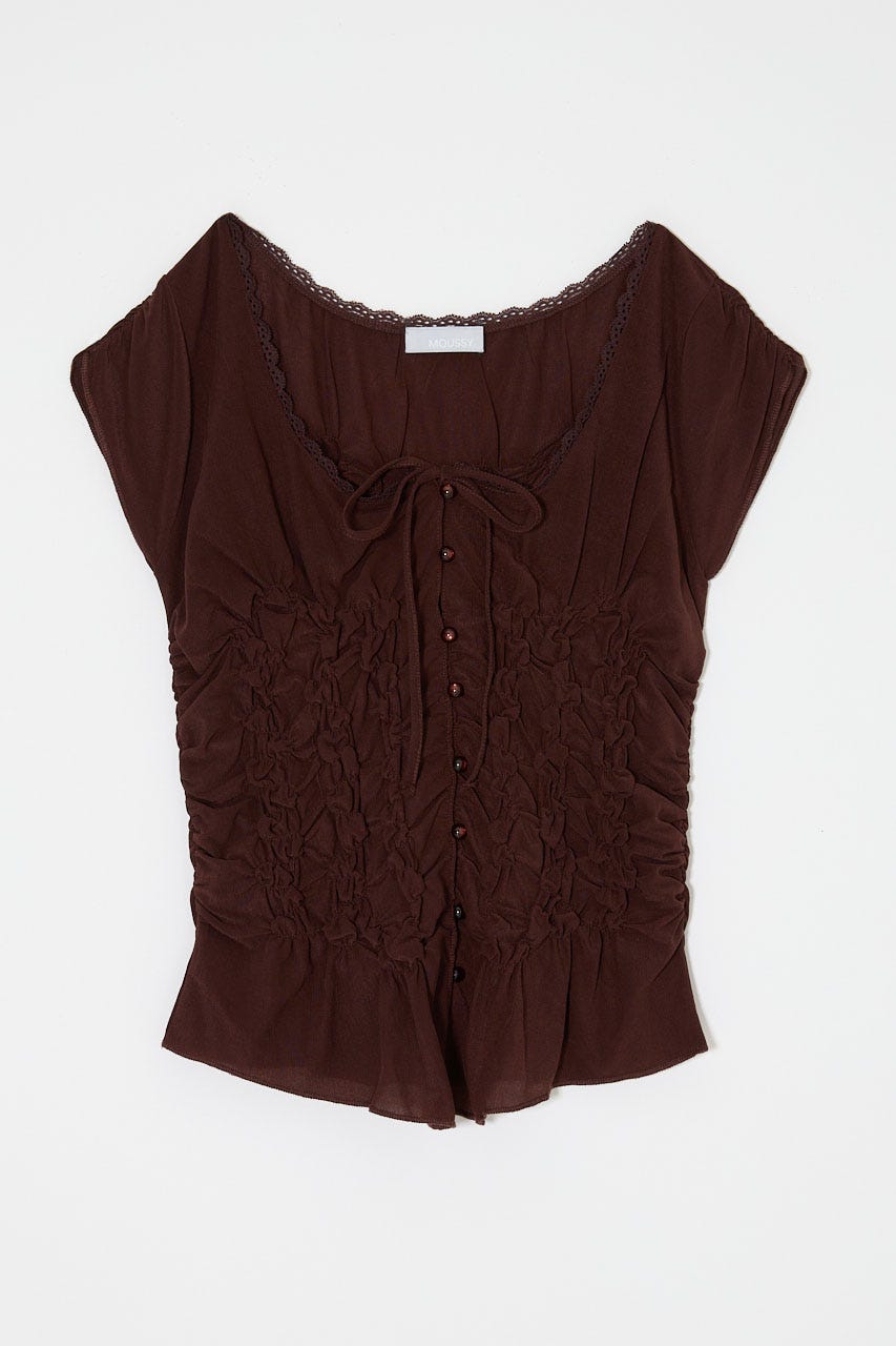 RANDOM SHIRRING トップス BRN FREE