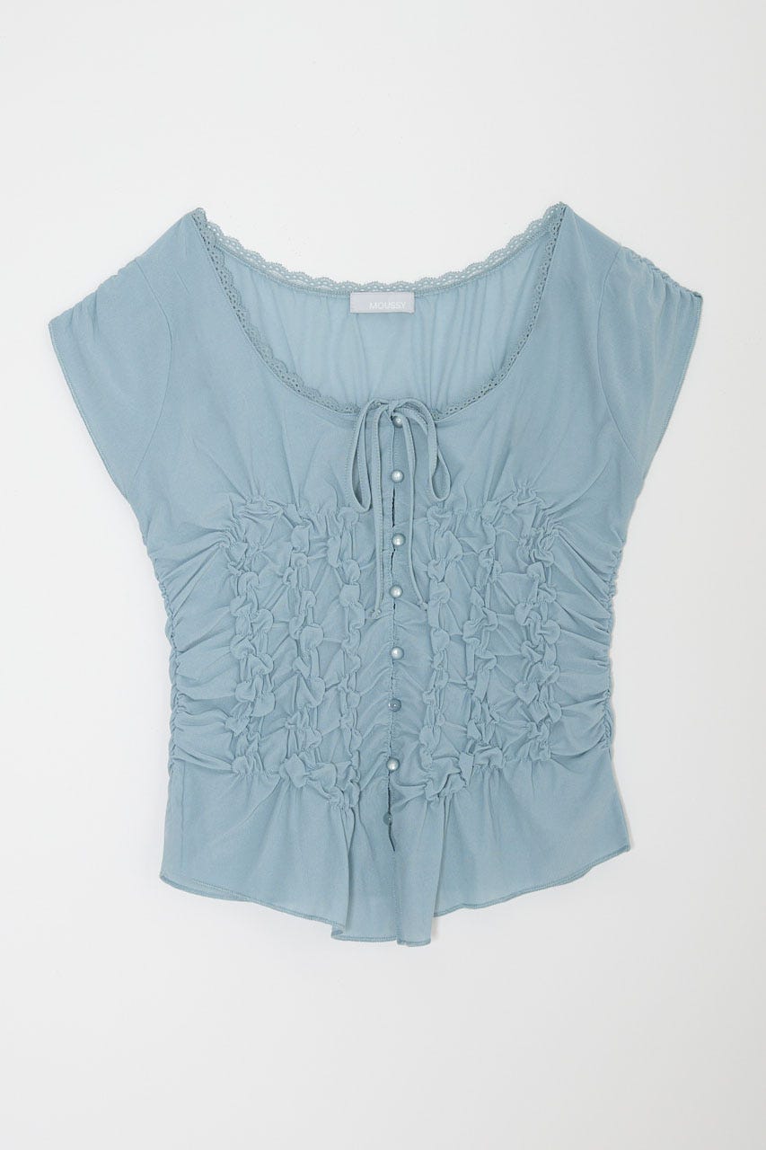 RANDOM SHIRRING トップス L/BLU FREE