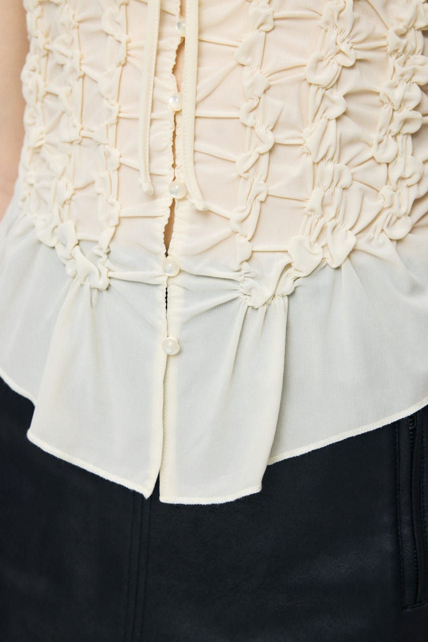 RANDOM SHIRRING トップス O/WHT FREE