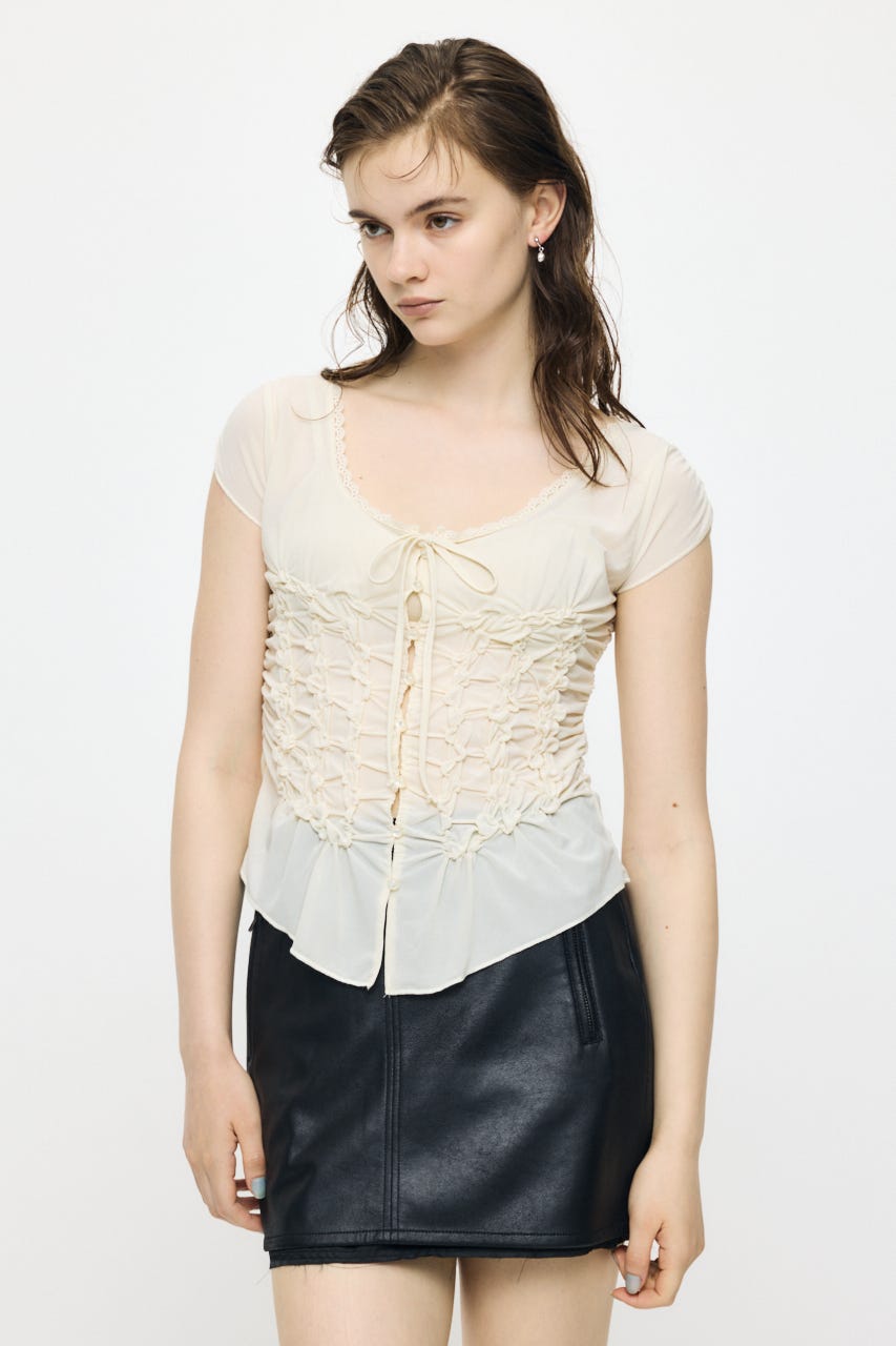 RANDOM SHIRRING トップス O/WHT FREE