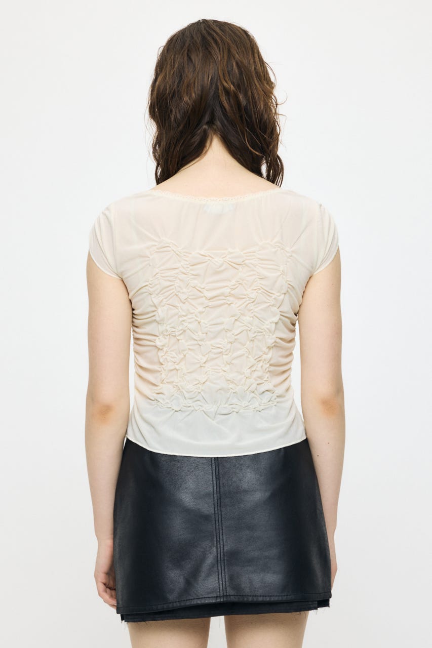 RANDOM SHIRRING トップス O/WHT FREE