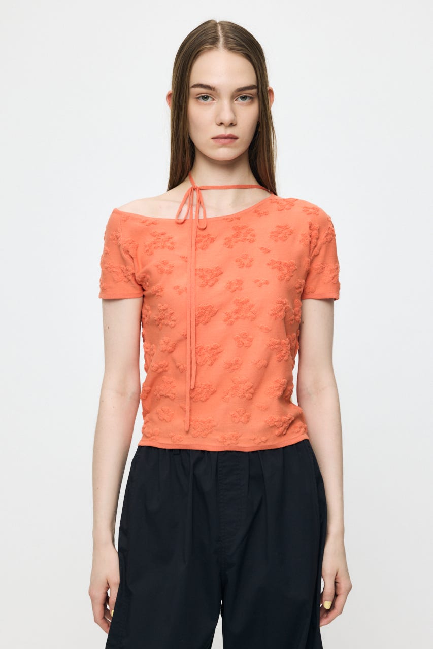 FLORAL JACQUARD CUT トップス