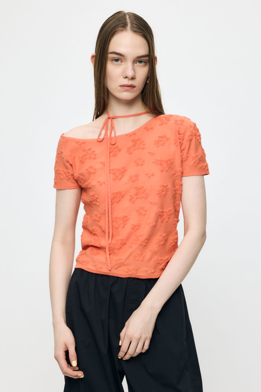FLORAL JACQUARD CUT トップス ORG FREE