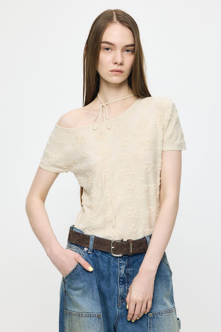 FLORAL JACQUARD CUT トップス