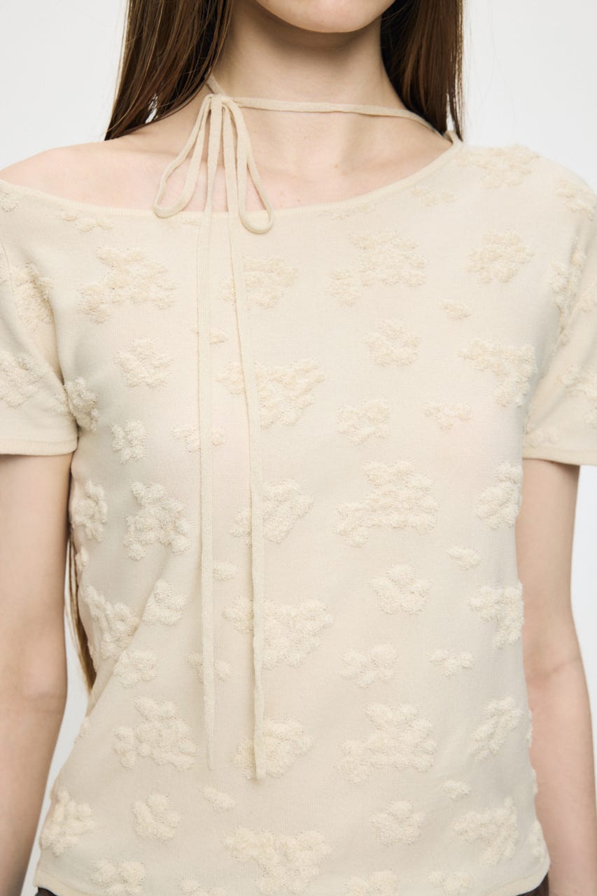FLORAL JACQUARD CUT トップス O/WHT FREE