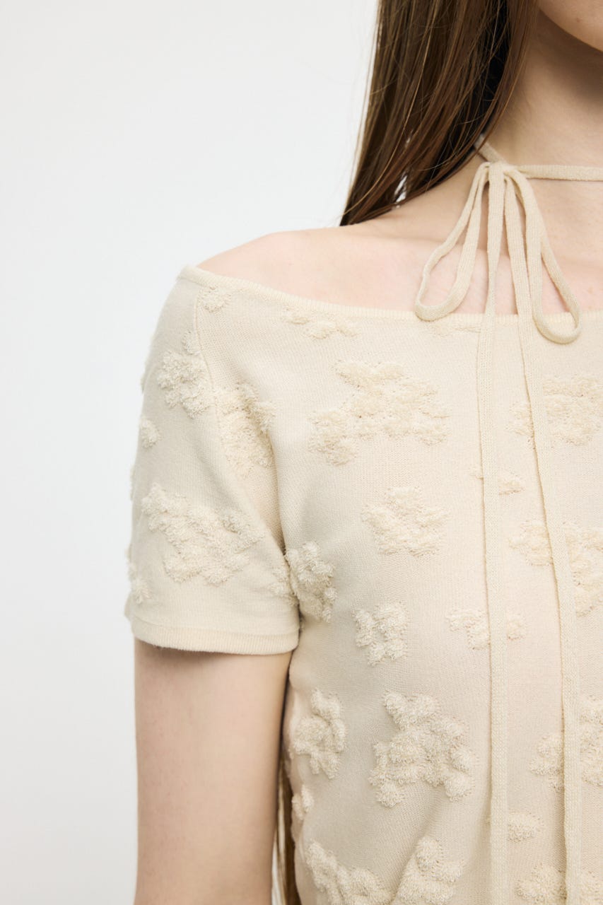 FLORAL JACQUARD CUT トップス O/WHT FREE