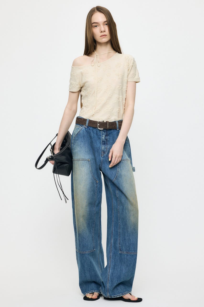 FLORAL JACQUARD CUT トップス O/WHT FREE