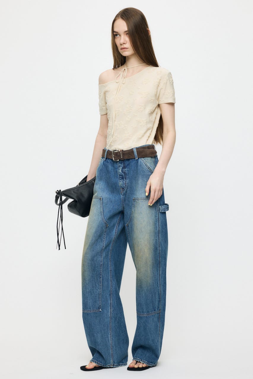 FLORAL JACQUARD CUT トップス O/WHT FREE
