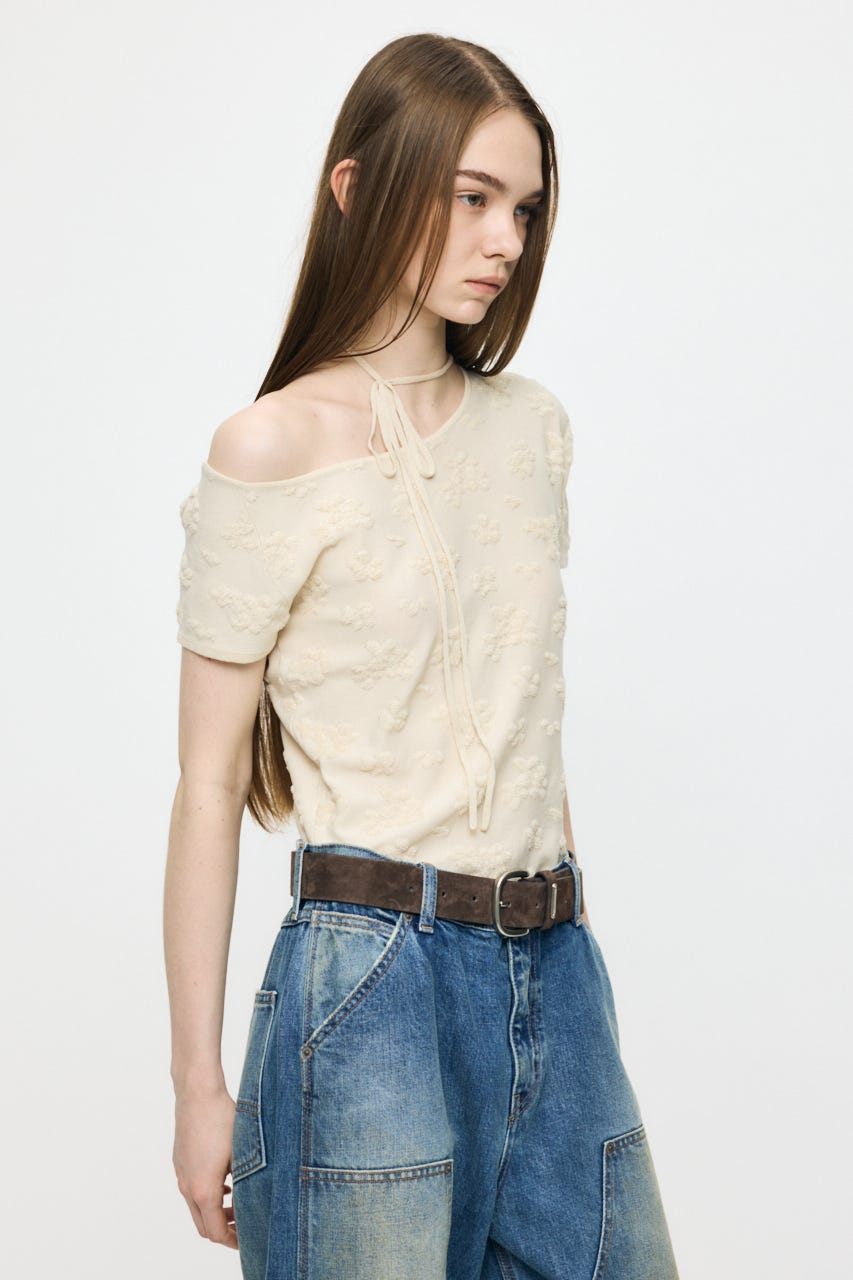 FLORAL JACQUARD CUT トップス O/WHT FREE