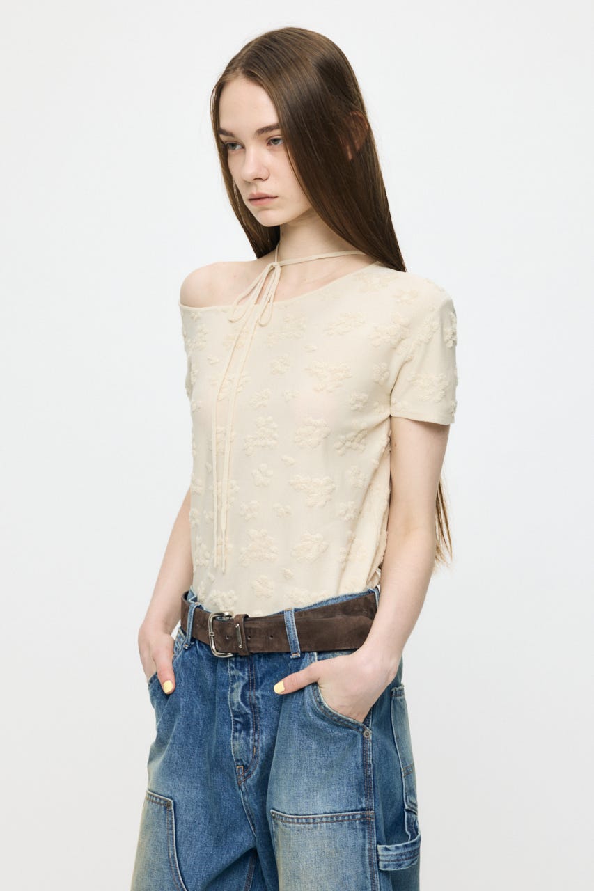FLORAL JACQUARD CUT トップス O/WHT FREE