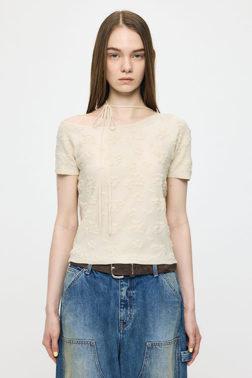 FLORAL JACQUARD CUT トップス O/WHT FREE
