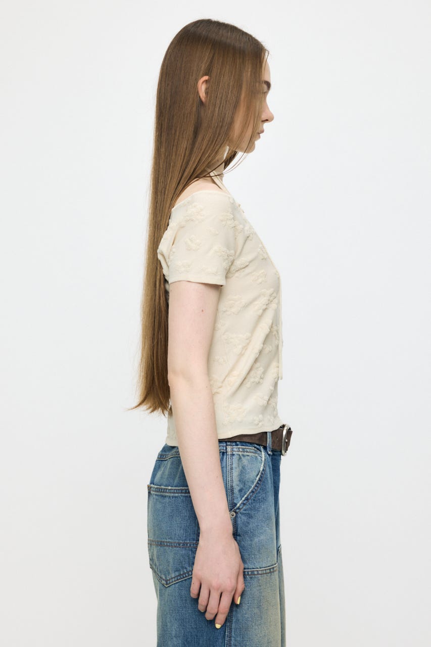 FLORAL JACQUARD CUT トップス O/WHT FREE