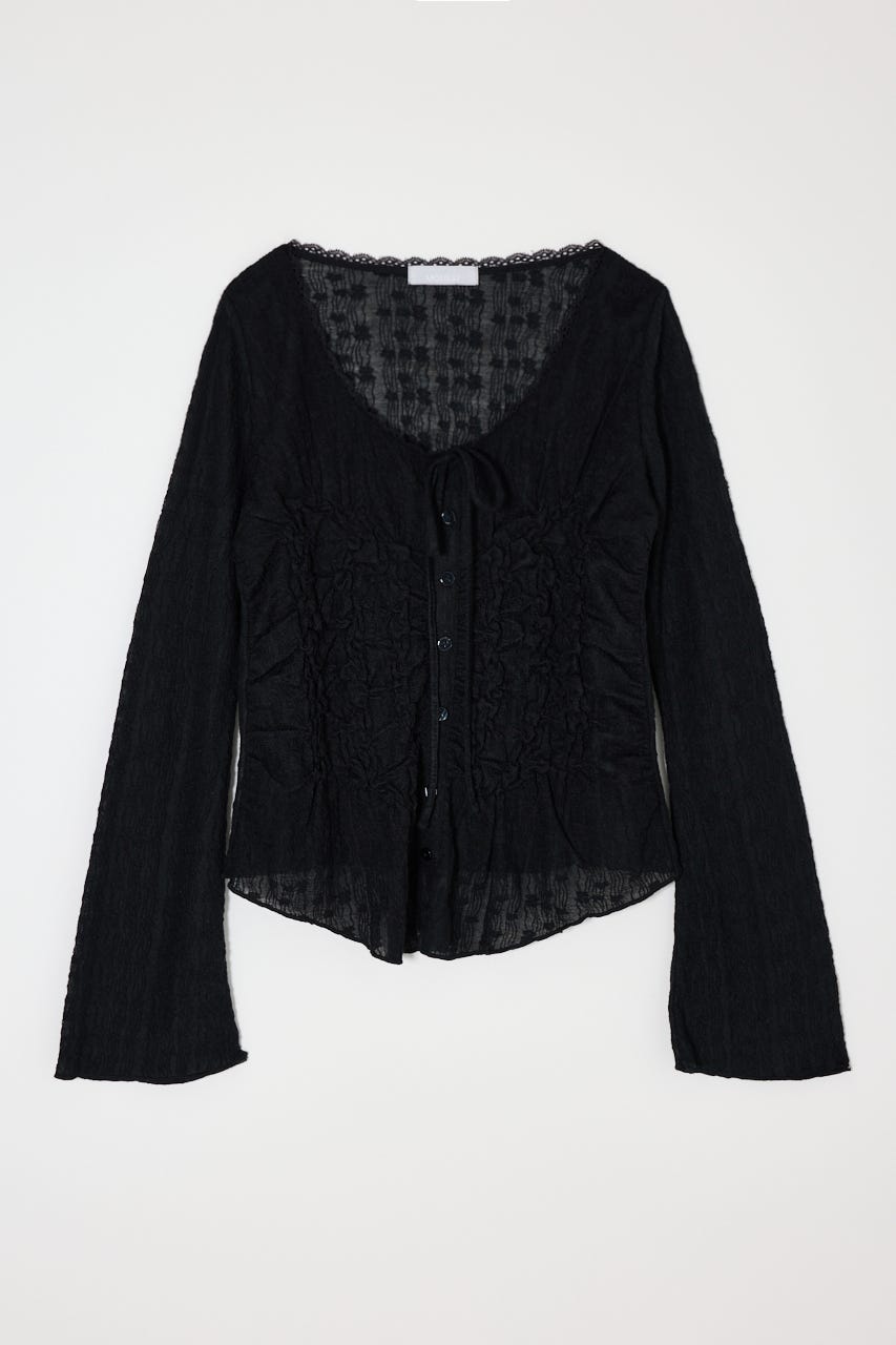 SHIRRING LACE トップス BLK FREE