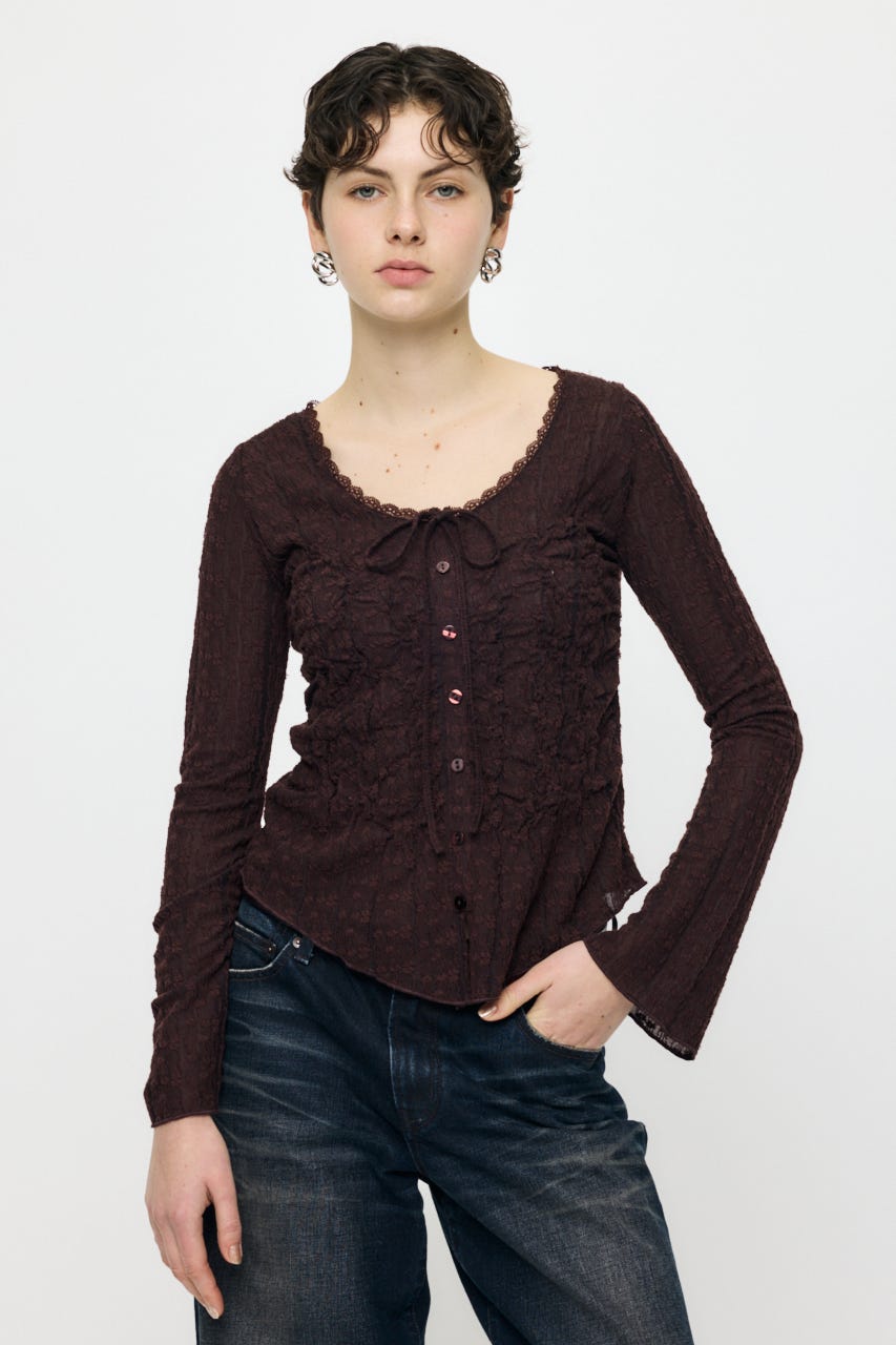 【WEB限定】SHIRRING LACE トップス BRN FREE