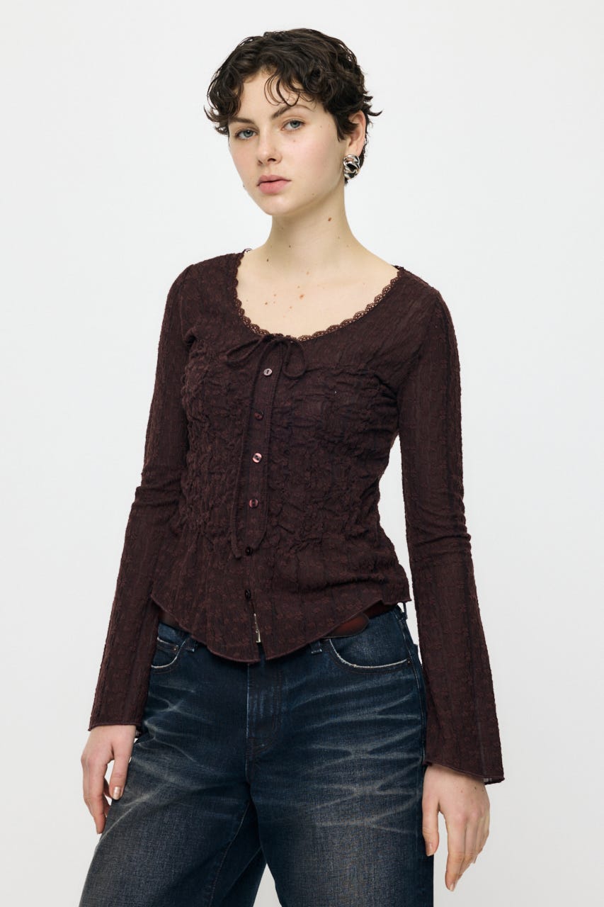 【WEB限定】SHIRRING LACE トップス BRN FREE