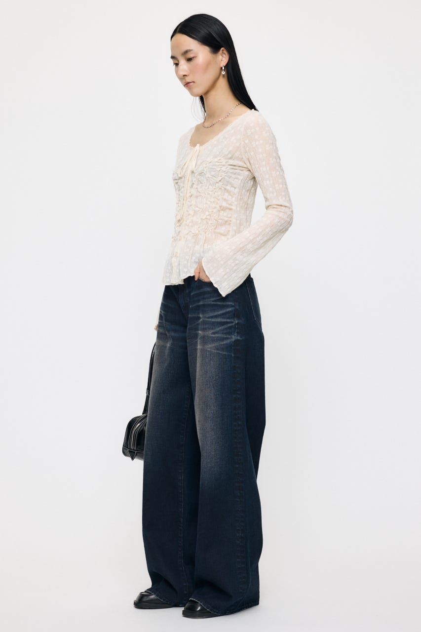 SHIRRING LACE トップス IVOY FREE