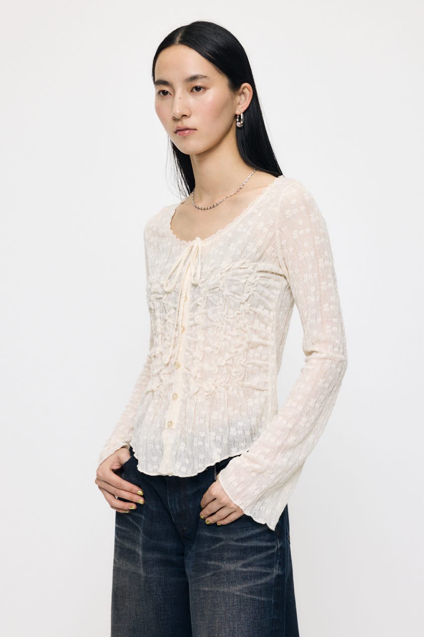 SHIRRING LACE トップス IVOY FREE