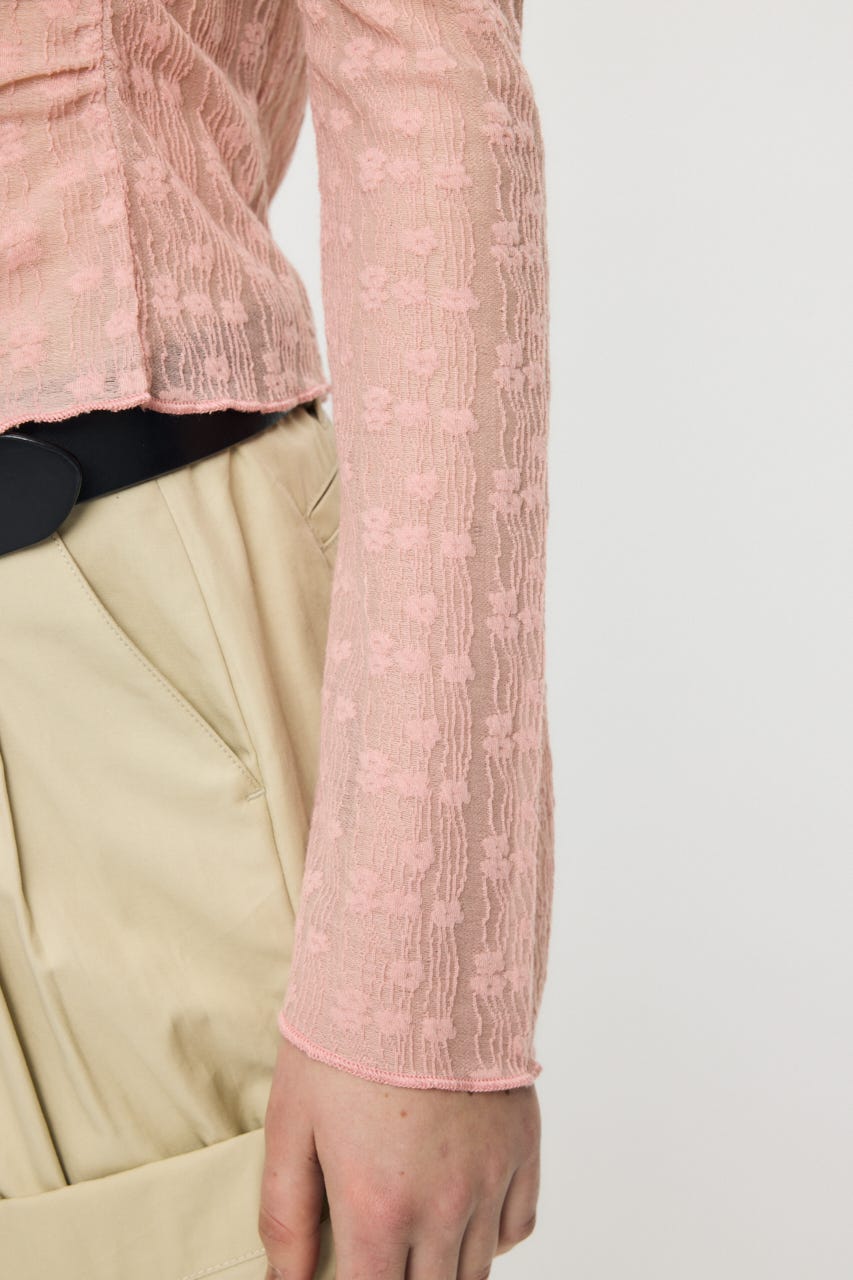 SHIRRING LACE トップス PNK FREE