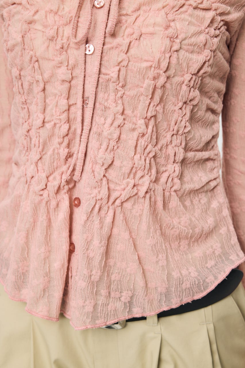 SHIRRING LACE トップス PNK FREE