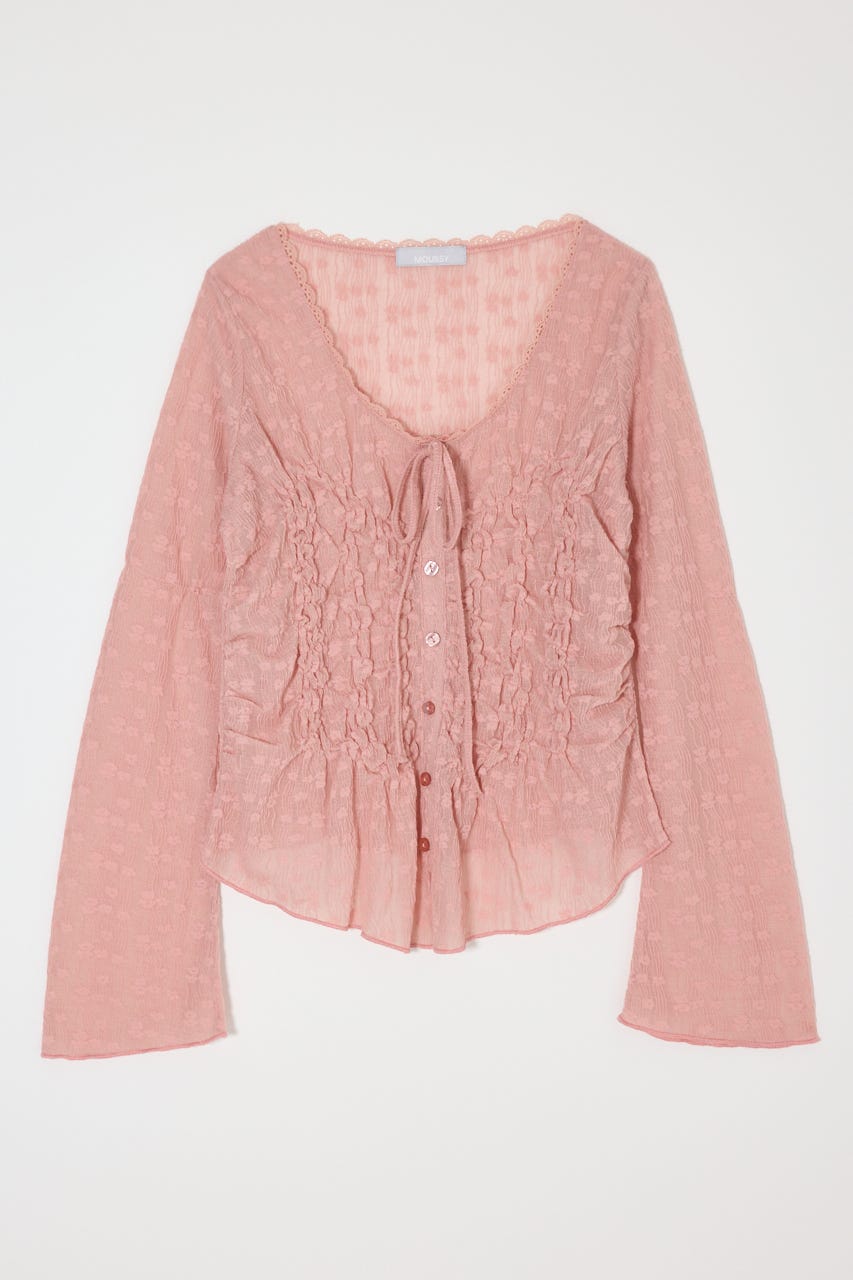 SHIRRING LACE トップス PNK FREE