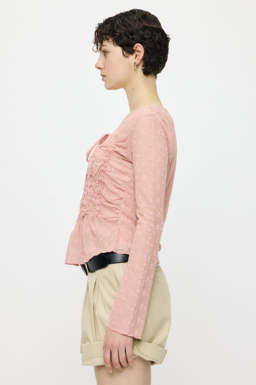 SHIRRING LACE トップス PNK FREE