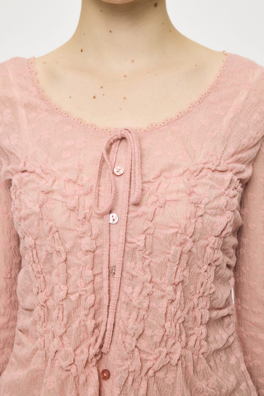 SHIRRING LACE トップス PNK FREE
