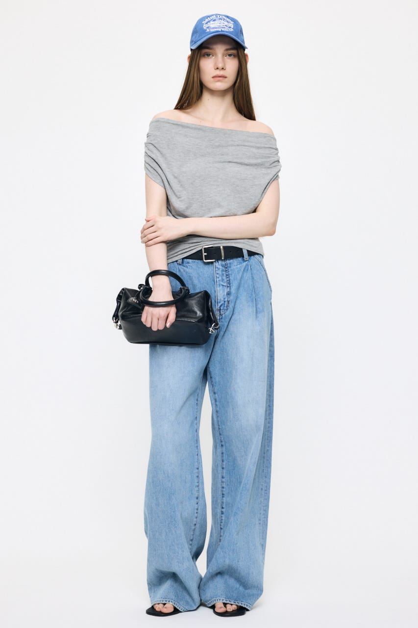 DRAPE OFF SHOULDER CUT トップス T.GRY FREE