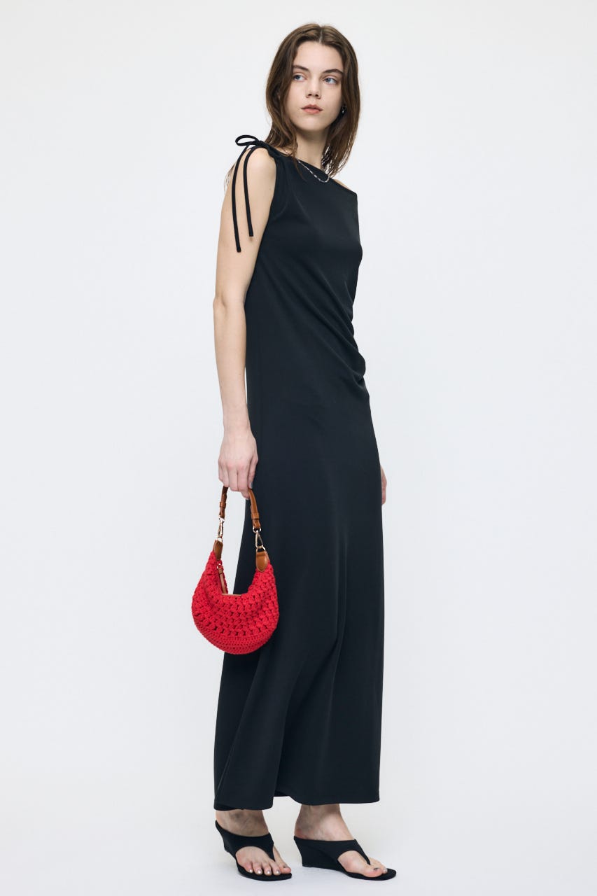 ASSYMMETRY NECK JERSEY ドレス BLK 1