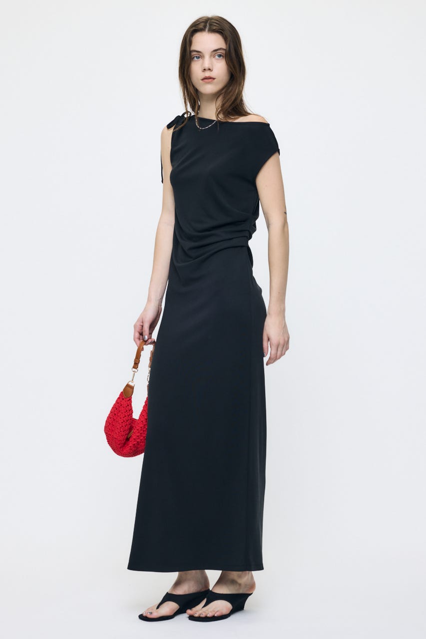 ASSYMMETRY NECK JERSEY ドレス BLK 1