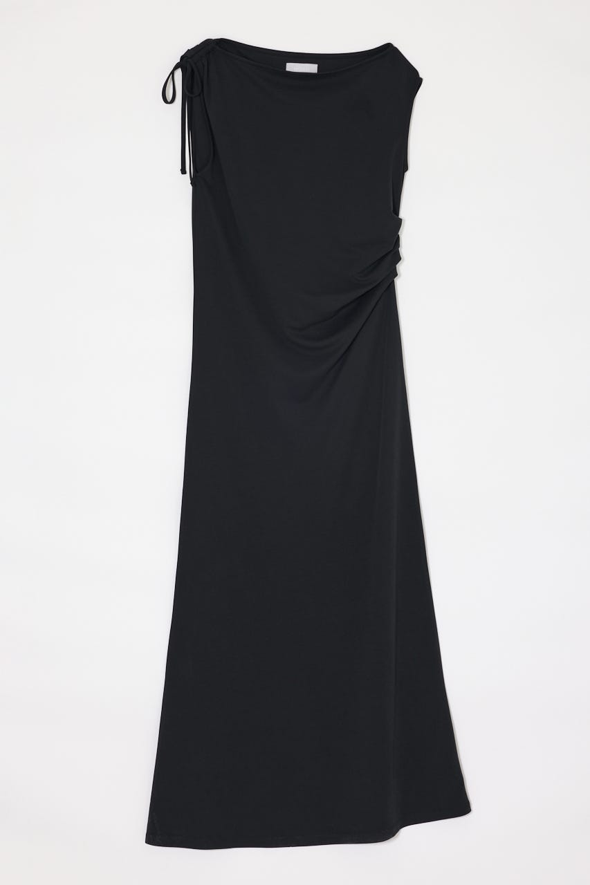 ASSYMMETRY NECK JERSEY ドレス BLK 1