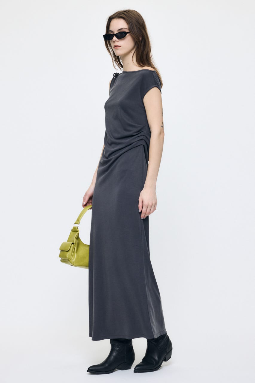 ASSYMMETRY NECK JERSEY ドレス GRY 2