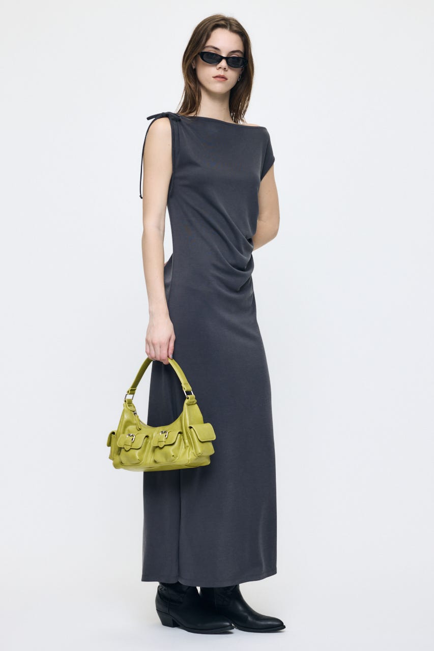 ASSYMMETRY NECK JERSEY ドレス GRY 2