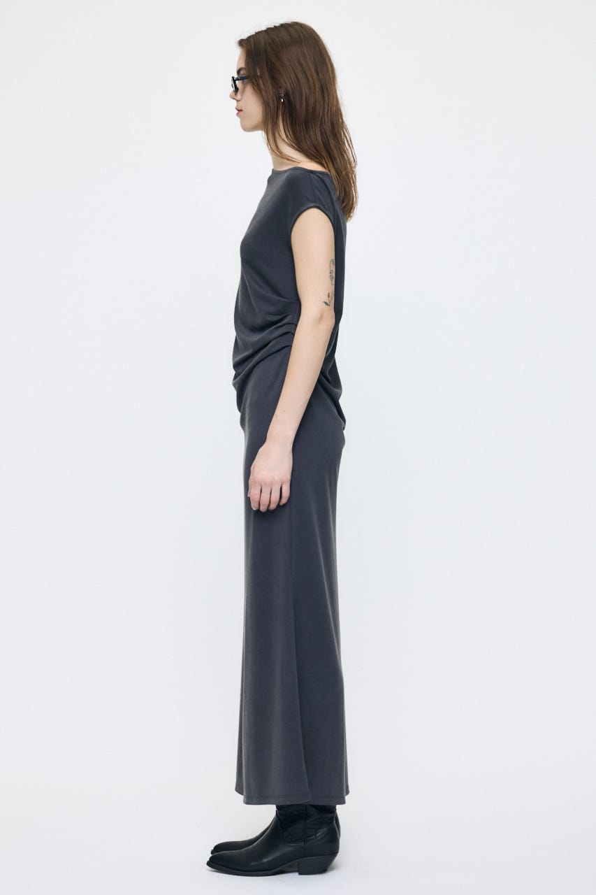 ASSYMMETRY NECK JERSEY ドレス GRY 2
