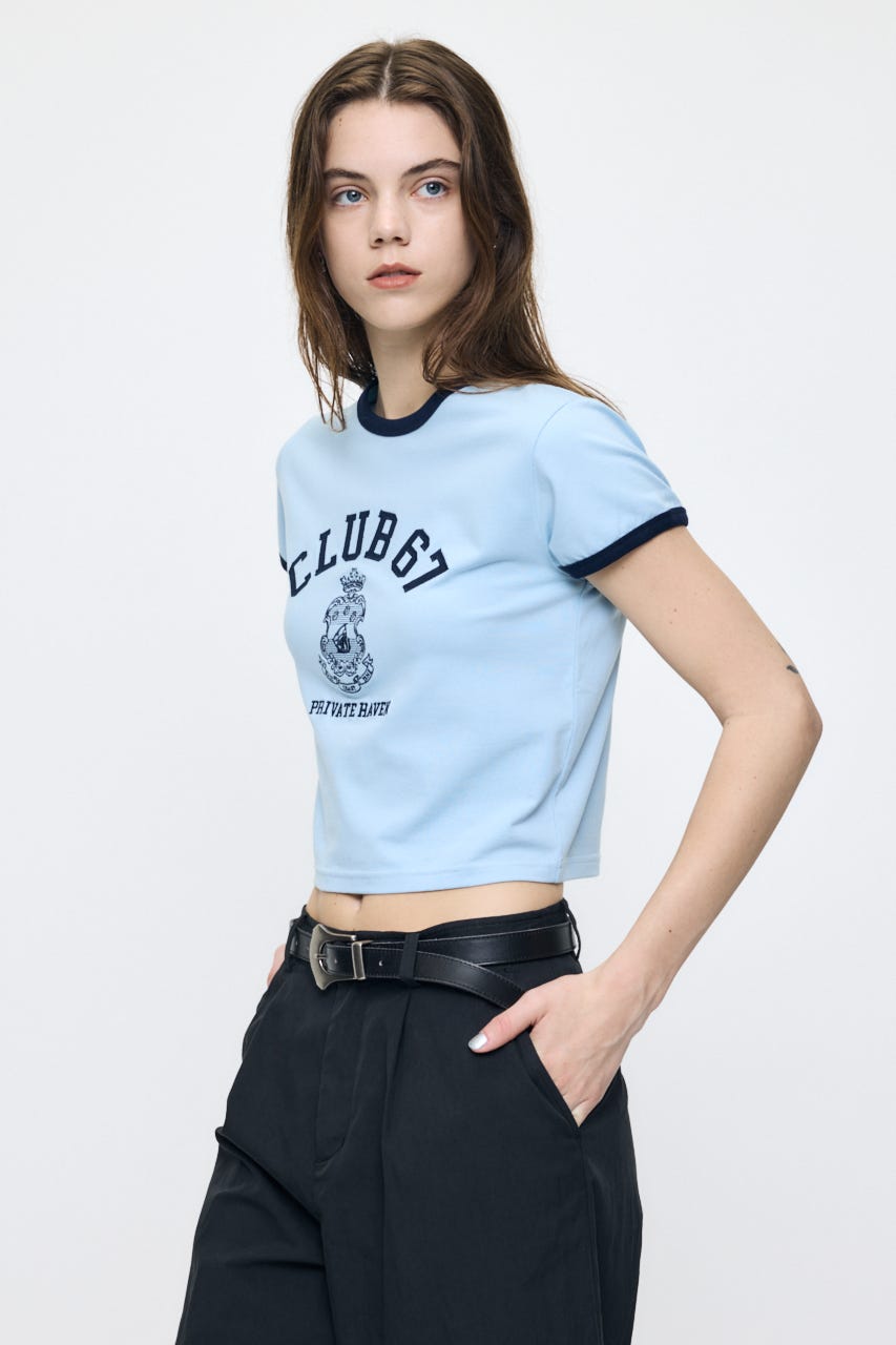 CLUB 67 RINGER TEE L/BLU FREE