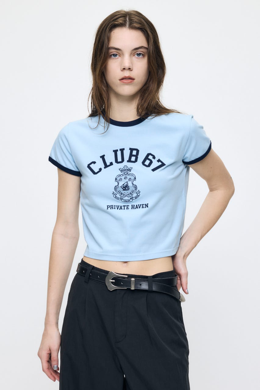 CLUB 67 RINGER TEE L/BLU FREE